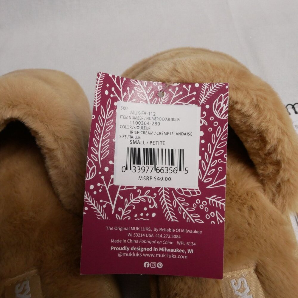 Muk Luks Womens Kirstey Slide Slipper Faux Fur Slippers Size S 5-6 Tan NWT - Picture 8 of 8